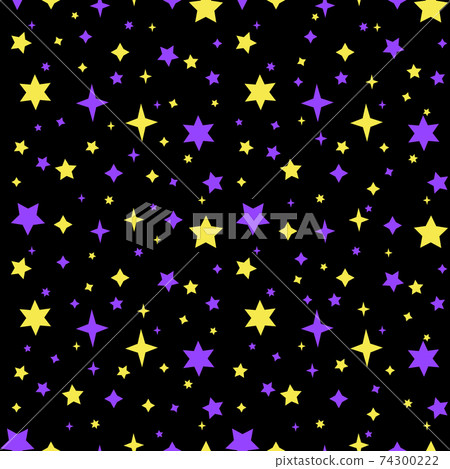 Colorful seamless pattern with yellow and purple stars on black background. Colorful seamless pattern with yellow and purple stars on black background. 74300222