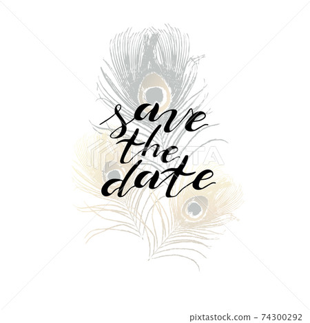 Hand lettering phrase save the date in black... - Stock Illustration  [74300292] - PIXTA