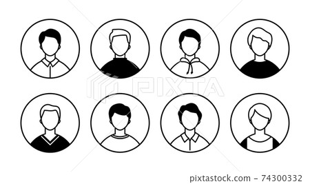 Male icon set / simple / variation / 20s / 30s / male / upper body / variation / circle 74300332