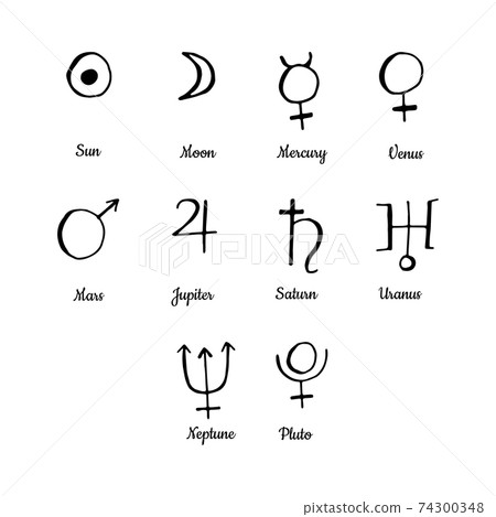 set of hand drawn planets of solar system signs 74300348