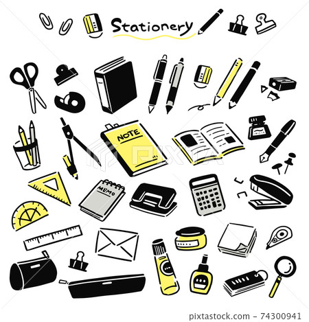 Stationery yellow simple hand-drawn illustration 74300941