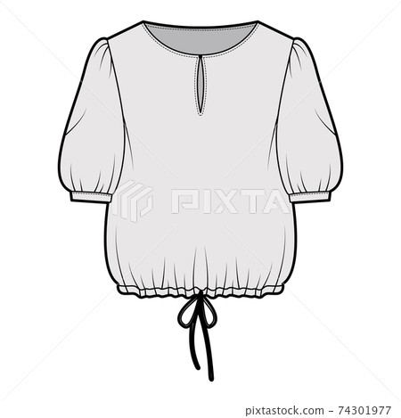Blouse cropped drawstring technical fashion...-插圖素材 [74301977] - PIXTA圖庫