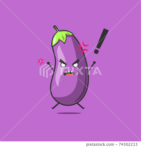 Funny cute eggplant character. Vector flat... - Stock Illustration  [74302213] - PIXTA