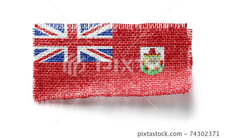 Bermuda flag on a piece of cloth on a white background Bermuda flag on a piece of cloth on a white background 74302371