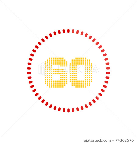 Countdown timer with sixty seconds or minutes in modern and pixel numeric style. Isolated on a white background Countdown timer with sixty seconds or minutes in modern and pixel numeric style. Isolated on a white background 74302570