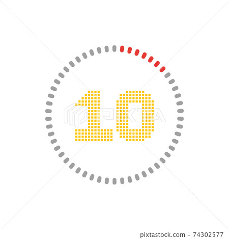 Countdown timer with ten seconds or minutes in modern and pixel numeric style. Isolated on a white background Countdown timer with ten seconds or minutes in modern and pixel numeric style. Isolated on a white background 74302577