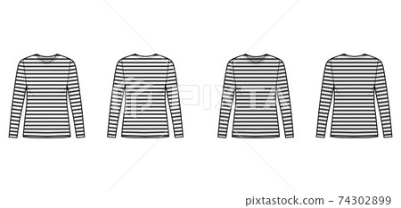 Shirt sailor basque technical fashion illustration with long sleeves, tunic length, scoop neck, oversized Apparel french Shirt sailor basque technical fashion illustration with long sleeves, tunic length, scoop neck, oversized Apparel french 74302899