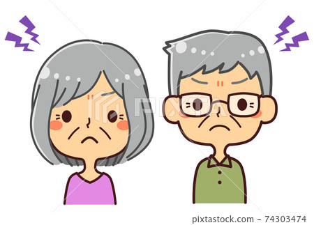 Illustration of frustrated senior men and women 74303474