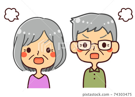 Illustration of angry senior men and women 74303475