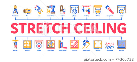 Stretch Ceiling Tile Minimal Infographic Banner Vector 74303738
