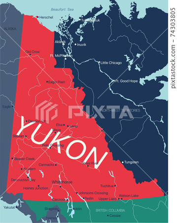 Map Of The Yukon Yukon Territory Vector Editable Map Of The Canada - Stock Illustration  [74303805] - Pixta