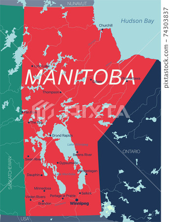 Province Of Manitoba Map Manitoba Province Vector Editable Map Of The... - Stock Illustration  [74303837] - Pixta