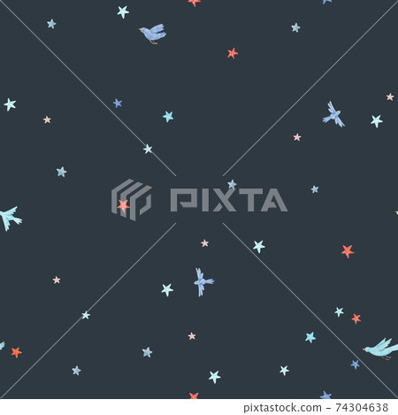 Beautiful seamless pattern with cute watercolor... - Stock Illustration ...