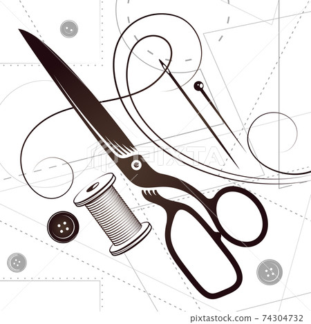 Scissors needle and thread sewing Scissors needle and thread sewing 74304732
