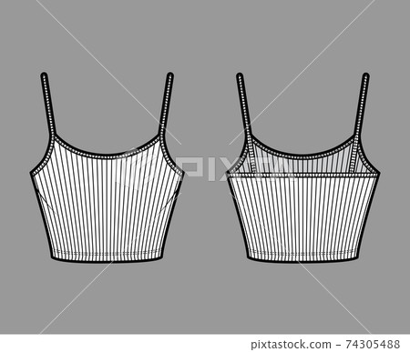 Cotton-jersey tank technical fashion illustration with fitted body