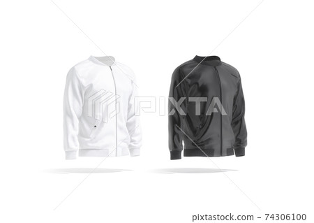 Blank black and white bomber jacket mock up, side view Blank black and white bomber jacket mock up, side view 74306100