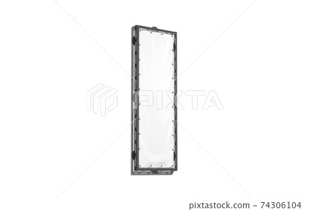 Blank white narrow stretching banner with black grip frame mockup Blank white narrow stretching banner with black grip frame mockup 74306104