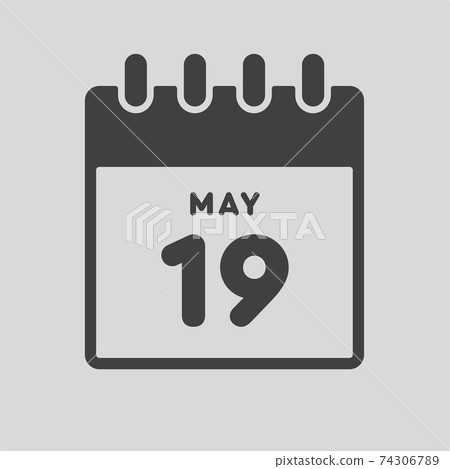 Icon day date 19 May, template calendar page Icon day date 19 May, template calendar page 74306789
