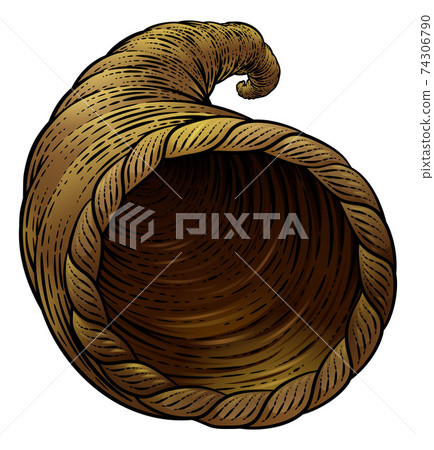 Cornucopia Horn Vintage Woodcut Illustration Cornucopia Horn Vintage Woodcut Illustration 74306790