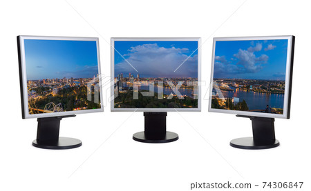 Rotterdam cityscape - Netherlands (my photo) on computer monitors Rotterdam cityscape - Netherlands (my photo) on computer monitors 74306847