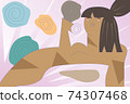 Abstract tanned woman pink background 74307468