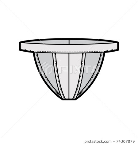 Tanga underwear technical fashion illustration with elastic waistband, Athletic-style skin-tight. Flat thong Underpants Tanga underwear technical fashion illustration with elastic waistband, Athletic-style skin-tight. Flat thong Underpants 74307879