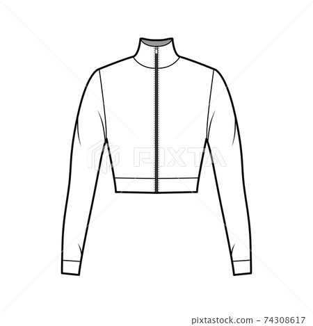 Zip-up cropped turtleneck jersey sweater - Stock Illustration [74308617]  - PIXTA