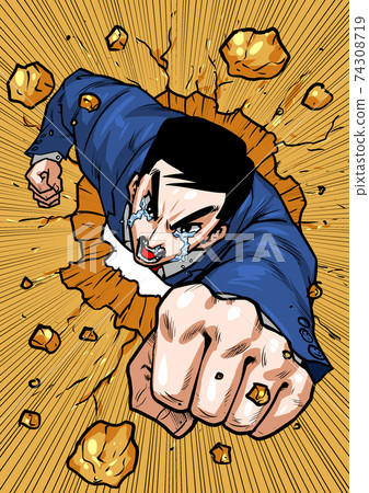 Superman punch fist businessman suit 74308719