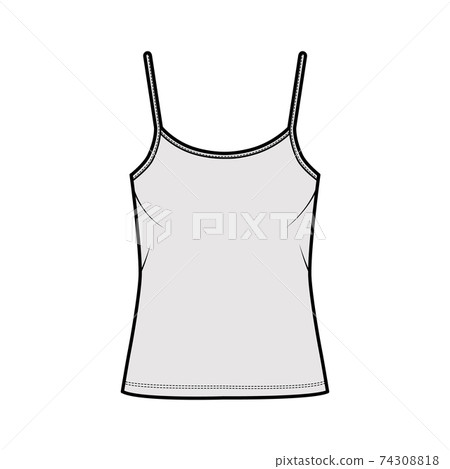 Cotton-jersey camisole technical fashion illustration with scoop neck, oversized body, tunic length. Flat outwear tank Cotton-jersey camisole technical fashion illustration with scoop neck, oversized body, tunic length. Flat outwear tank 74308818