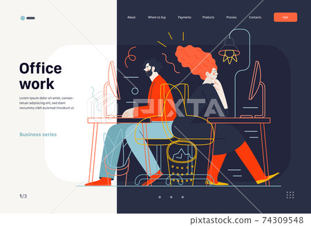 Business topics - office work, web template 74309548