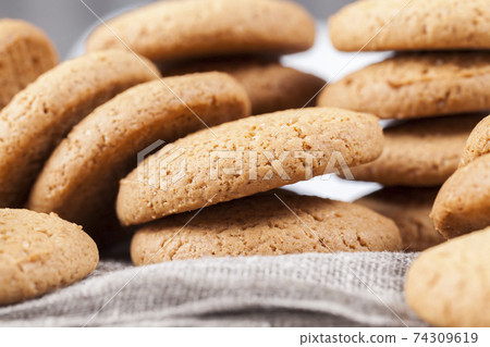 porous cookies baked with oatmeal 74309619