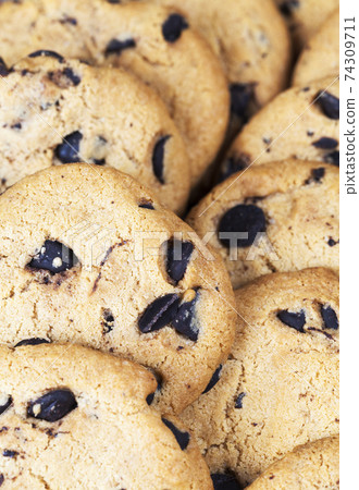 delicious wheat flour cookies and chocolate drops delicious wheat flour cookies and chocolate drops 74309711