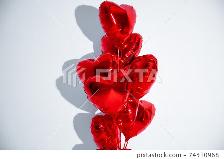 Happy birthday balloons heart love party decoration red . Valentines day . Happy birthday balloons heart love party decoration red . Valentines day . 74310968