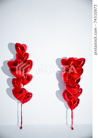 Happy birthday balloons heart love party decoration red . Valentines day . Happy birthday balloons heart love party decoration red . Valentines day . 74310973