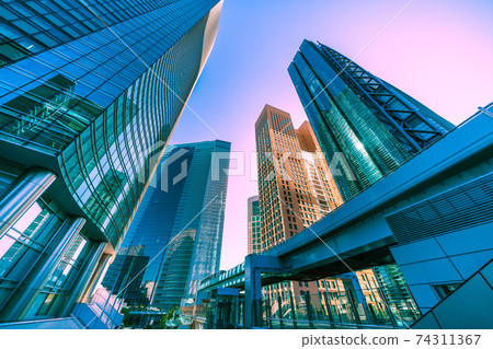 Tokyo cityscape of Japan View of Shiodome, office district, etc. under the state of emergency 74311367