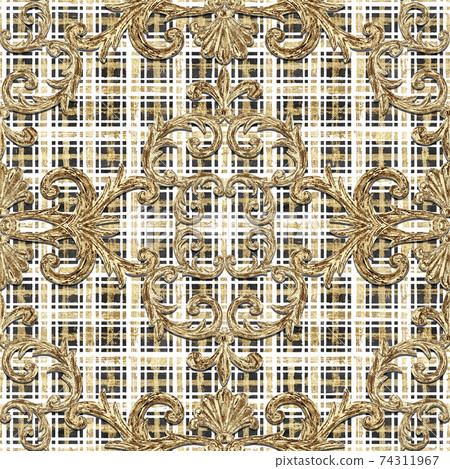 Seamless baroque style damask pattern. Contemporary and retro design print 74311967