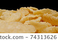MACRO: Sweet corn flakes on a black background 74313626