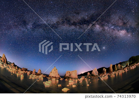 Summer Milky Way Rising on Bridge Piles Rock Summer Milky Way Rising on Bridge Piles Rock 74313970