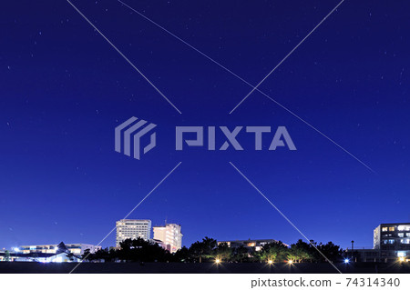 Light trace of the International Space Station 74314340
