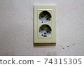 White Electrical Outlet and Wall Plate at the 74315305