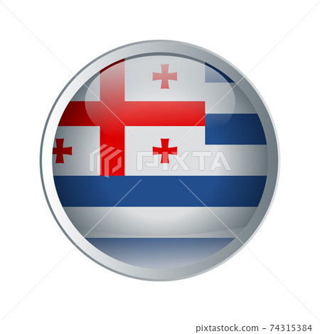Shiny and emboss Button with flag of Ajaria. High detailed circle flag. Vector illustration. Shiny and emboss Button with flag of Ajaria. High detailed circle flag. Vector illustration. 74315384