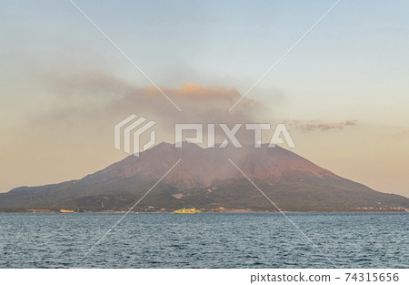 Sakurajima at dusk, Kagoshima City, Kagoshima Prefecture 74315656