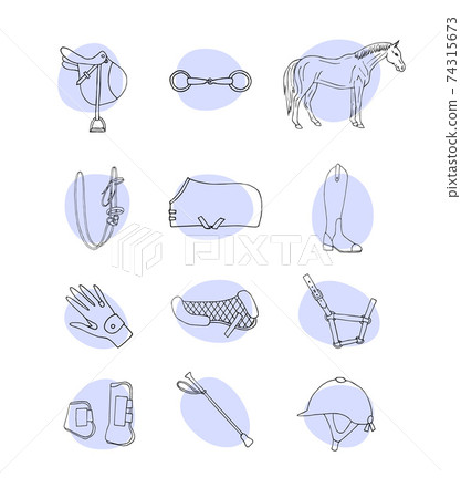 Vector set of horse equestrian equipment icon 74315673
