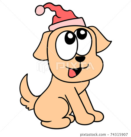 cute puppy celebrating christmas cute puppy celebrating christmas 74315907