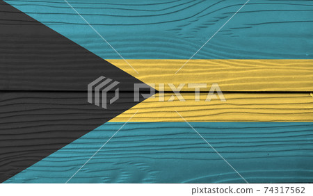Flag of Bahamas on wooden wall background. Grunge Bahamas flag texture Flag of Bahamas on wooden wall background. Grunge Bahamas flag texture 74317562