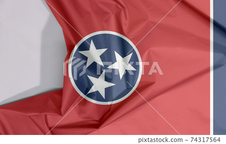 Tennessee fabric flag crepe and crease with white space Tennessee fabric flag crepe and crease with white space 74317564