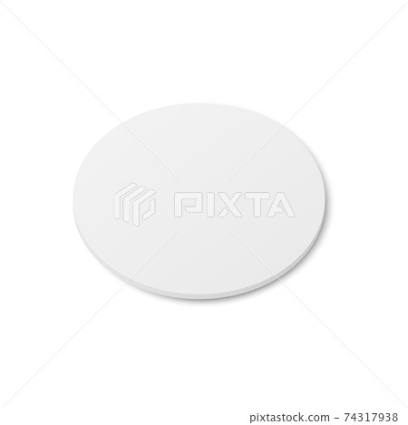 Top view on white blank table coaster realistic vector illustration isolated. 74317938