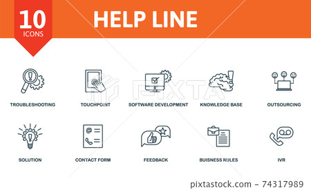 Help Line icon set. Collection contain key... - Stock Illustration ...