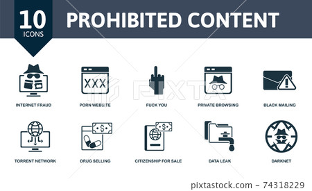 Prohibited Content Icon Set Collection Contain Stock Illustration 74318229 Pixta