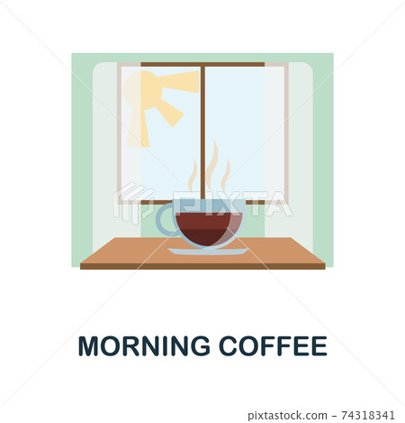 Morning Coffee flat icon. Color simple element from coffee collection. Creative Morning Coffee icon for web design, templates, infographics and more 74318341